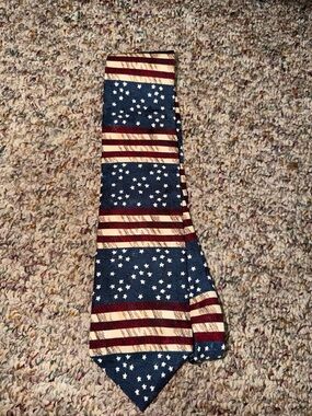 Tango by Max‎ Raab stary flowers of liberty American Flag Patterned Men's Tie